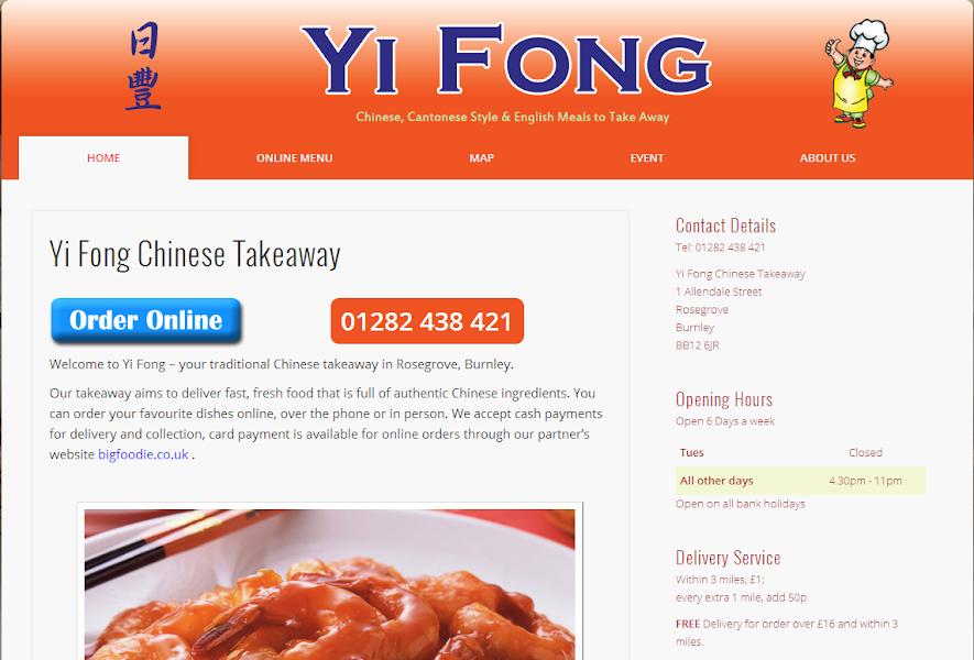 Menu at Yi Fong Chinese Takeaway (Order Online) fast food, Burnley