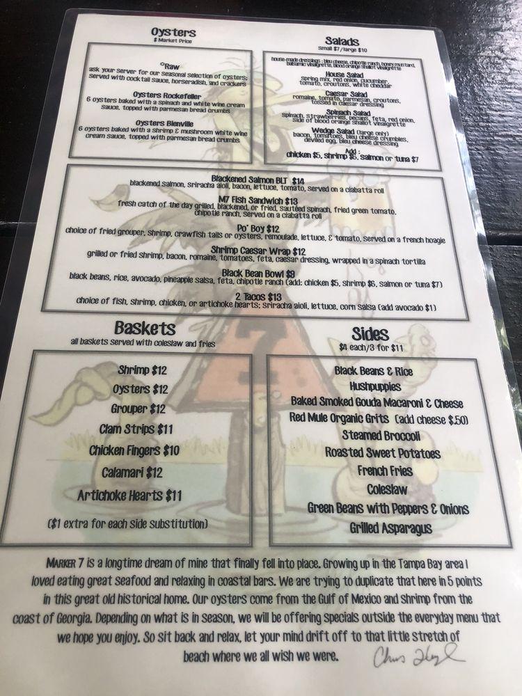 Menu at Marker Seven Coastal Grill restaurant, Athens