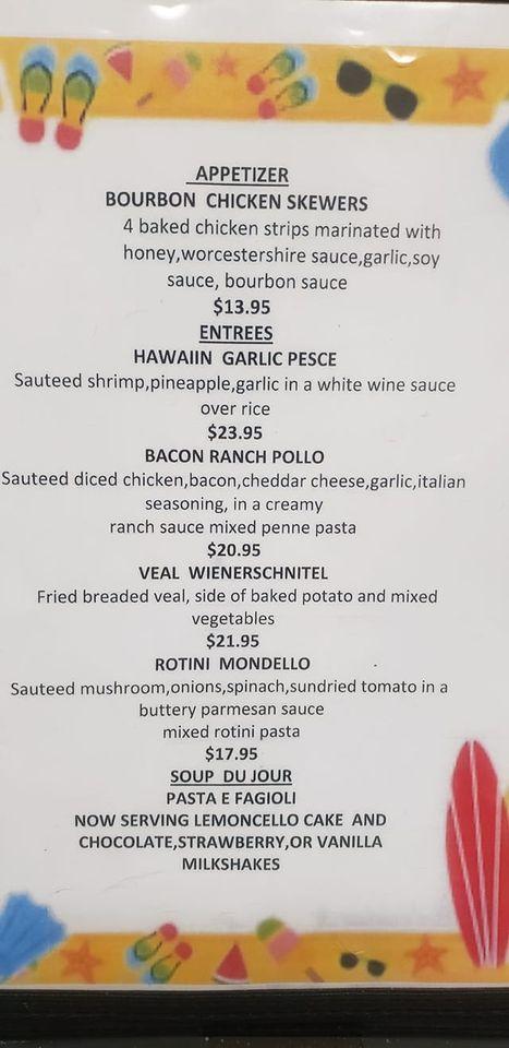 Menu at Sapore pizzeria, Lehighton