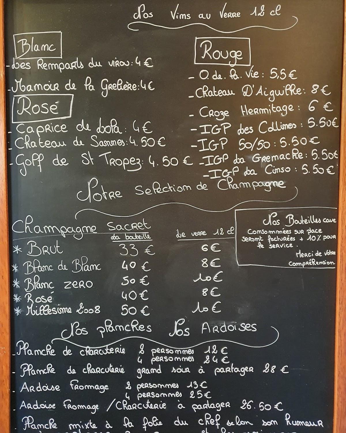 Menu at La Fabrique pub & bar, Reims