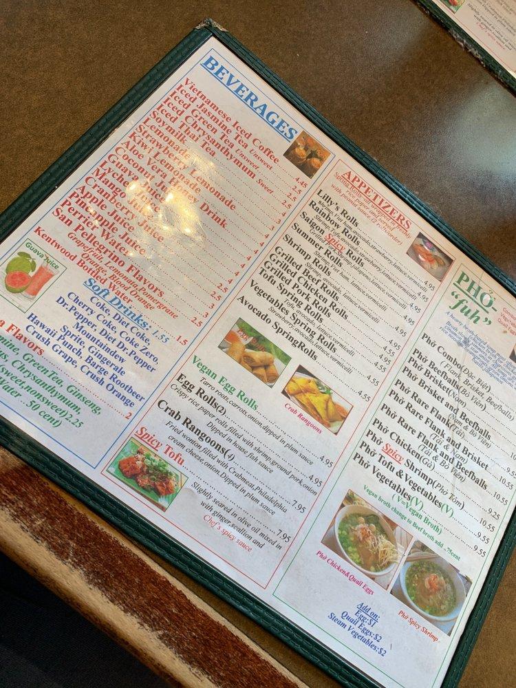 Menu at Lilly's Café restaurant, New Orleans