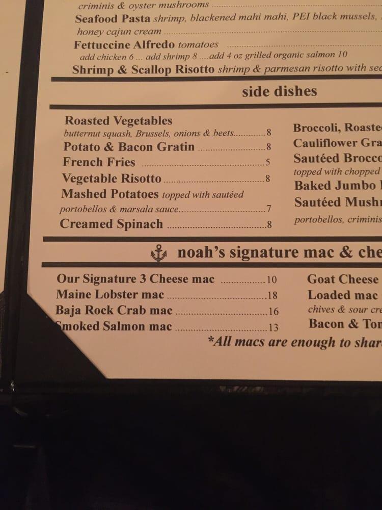 Menu at noah grant's grill house & oyster bar, Zionsville
