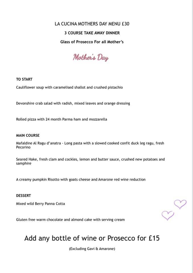 Menu at La Cucina Italian Restaurant, Littlehampton