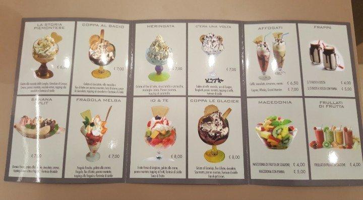 Menu di Le Glacier bar Gelateria 