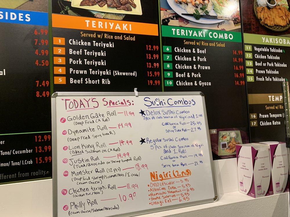 Menu at Oyiso teriyaki restaurant, Ferndale