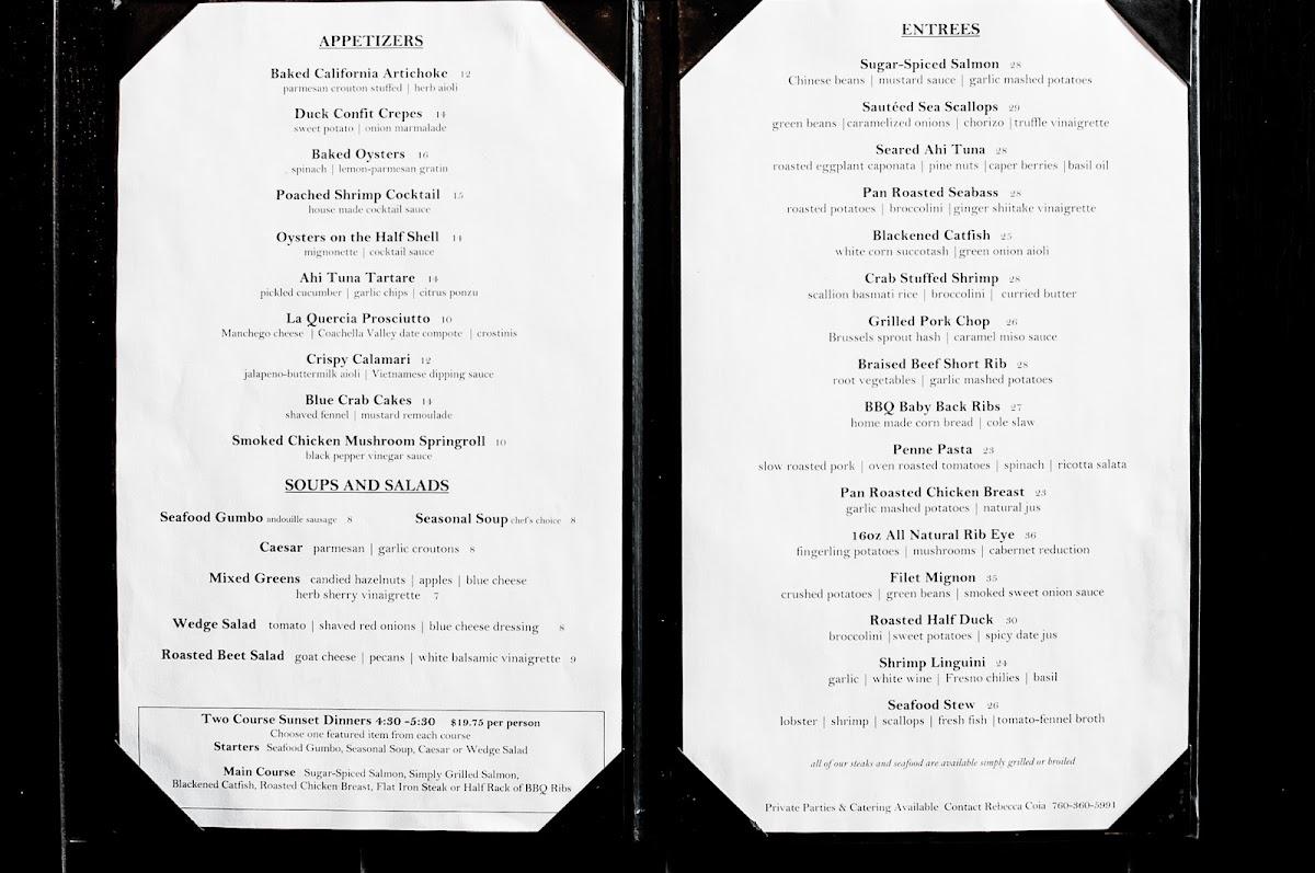 Menu at La Quinta Cliffhouse pub & bar, La Quinta, CA111