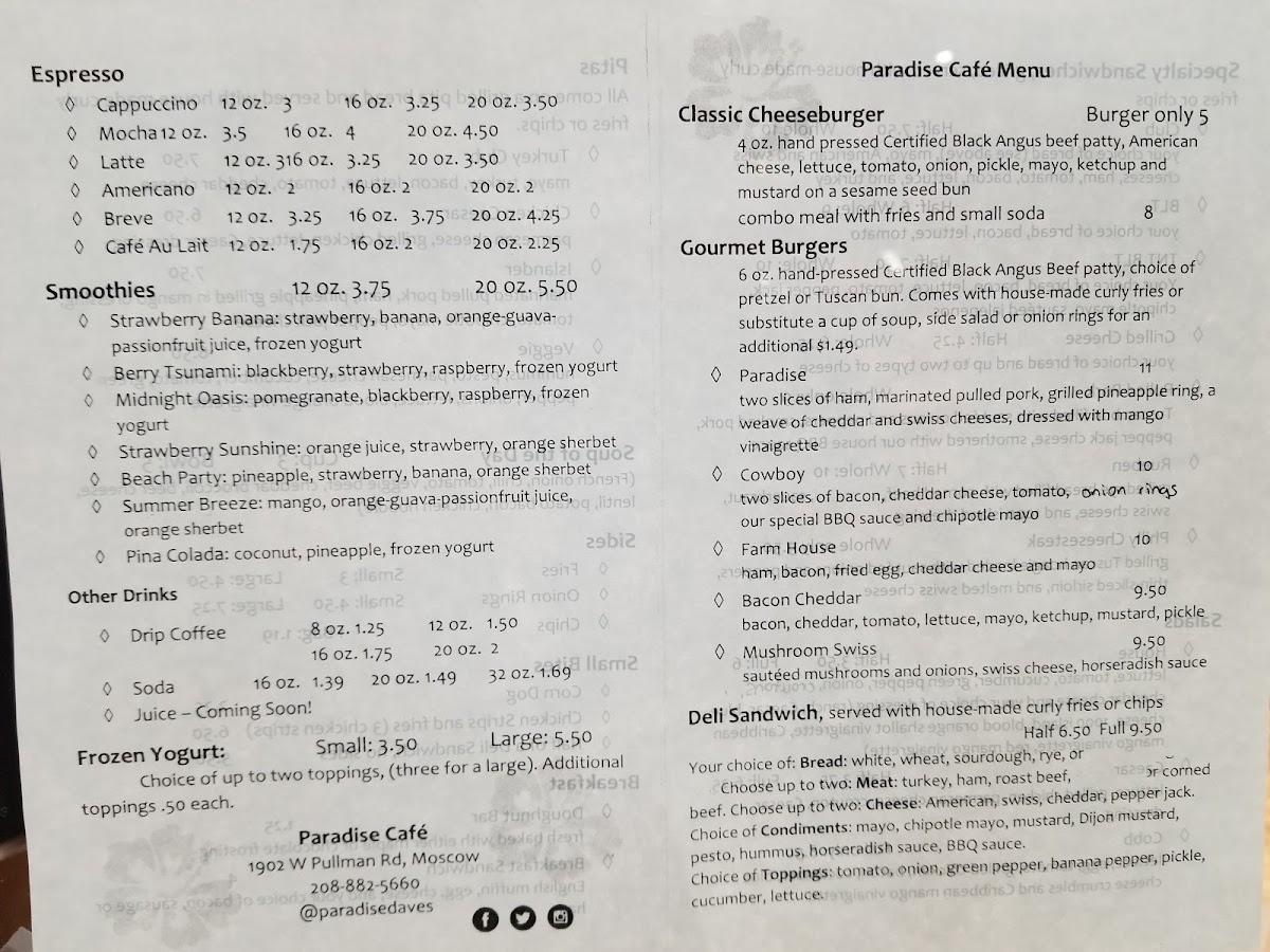Menu at Paradise Grill and Cafe, Moscow