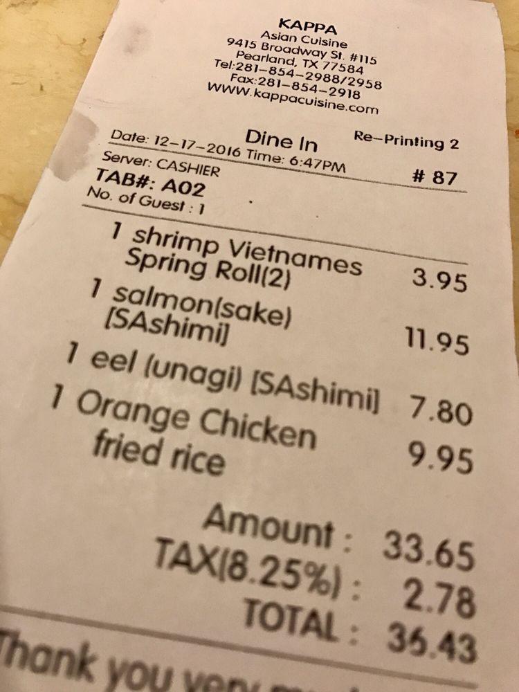Menu at Kappa restaurant, Pearland, Broadway St Suite 115