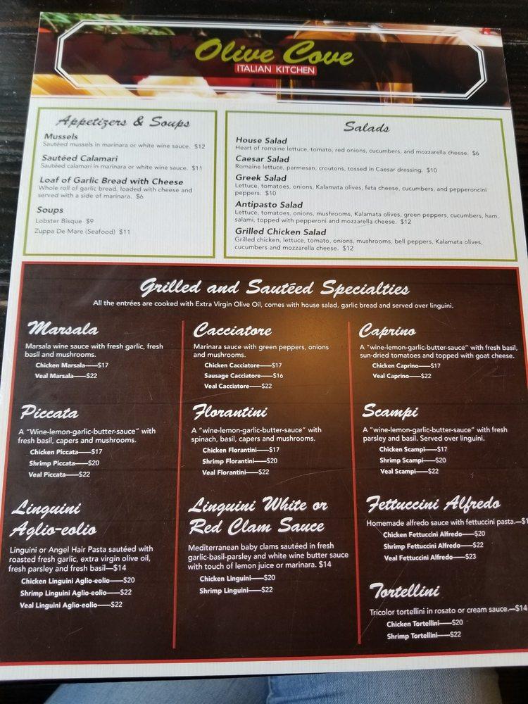 Menu at Olive Cove Italian Kitchen restaurant, Yulee