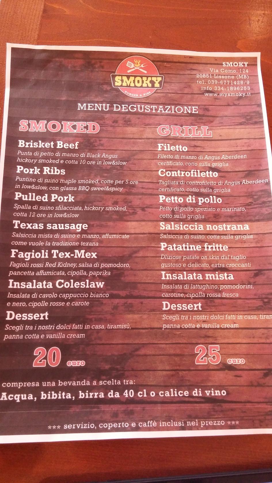 Speisekarte von Smoky Burger&Ribs BBQ, Lissone