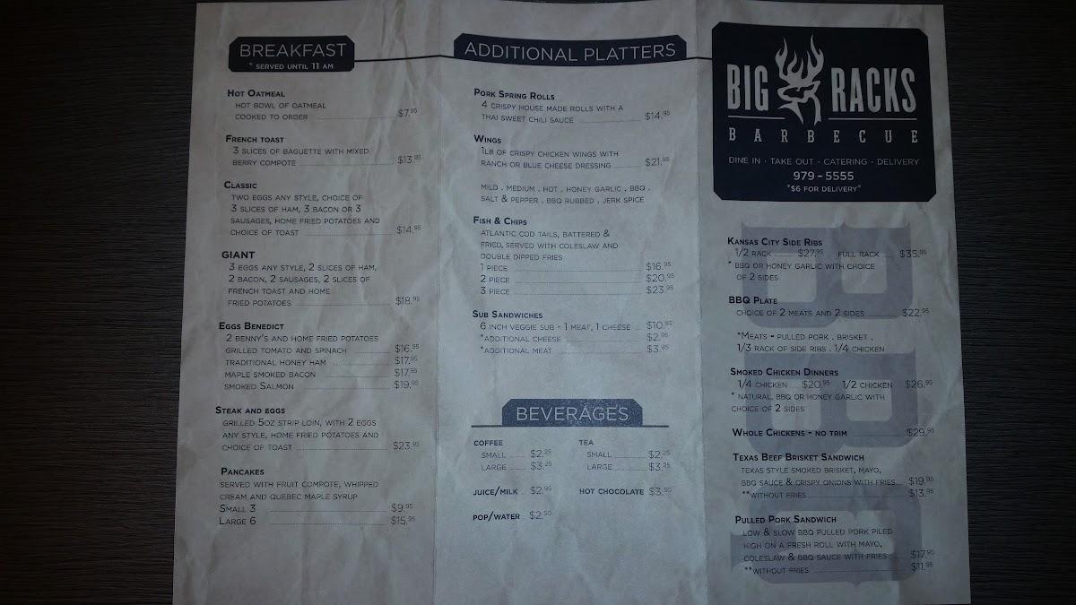 Menu at Big Racks Barbecue, Iqaluit