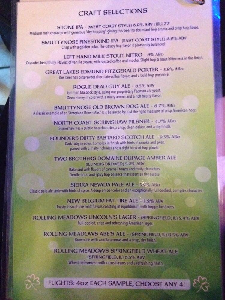 Menu at The Barrel Head, Springfield