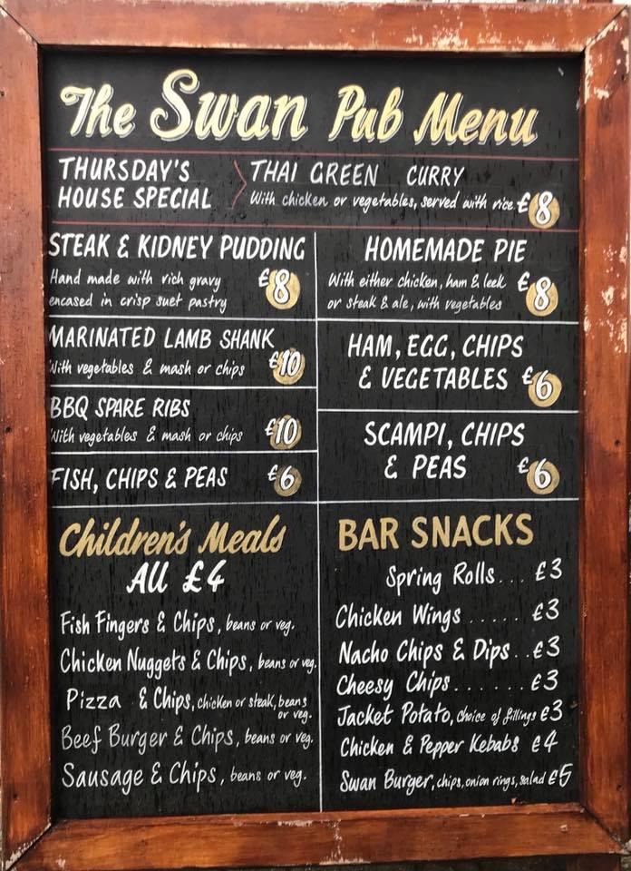 Menu at The Swan Inn Horndon On The Hill pub & bar, Horndon on the Hill