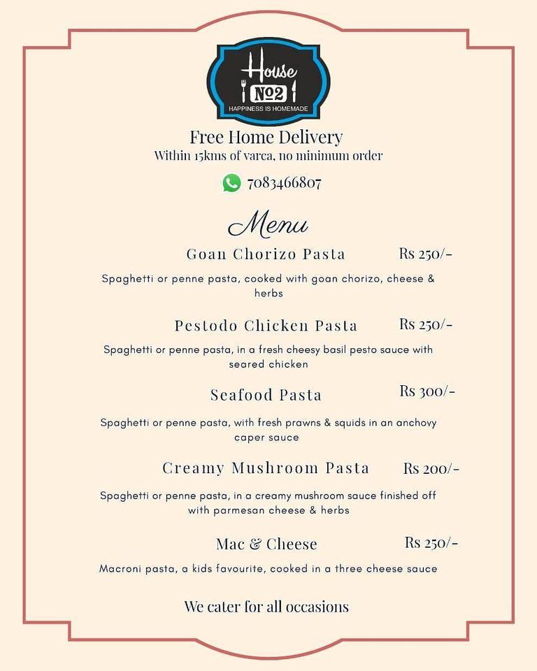House No 2 menu