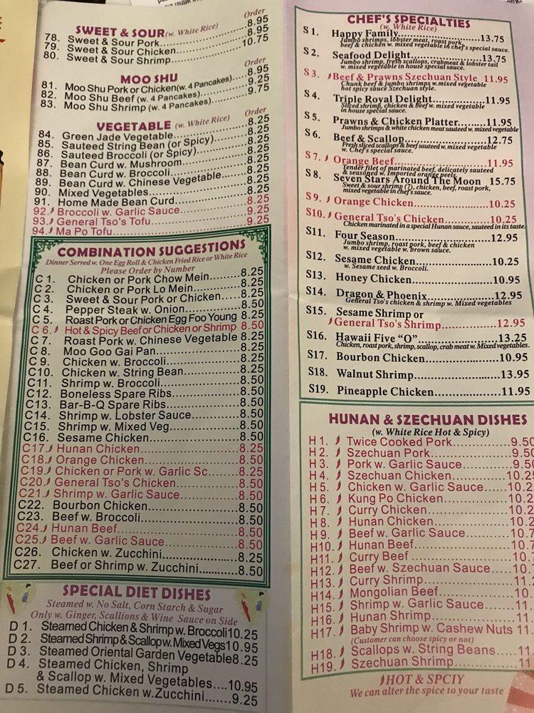 Menu at Golden China Chinese and Japanese Restaurant, Williamsburg