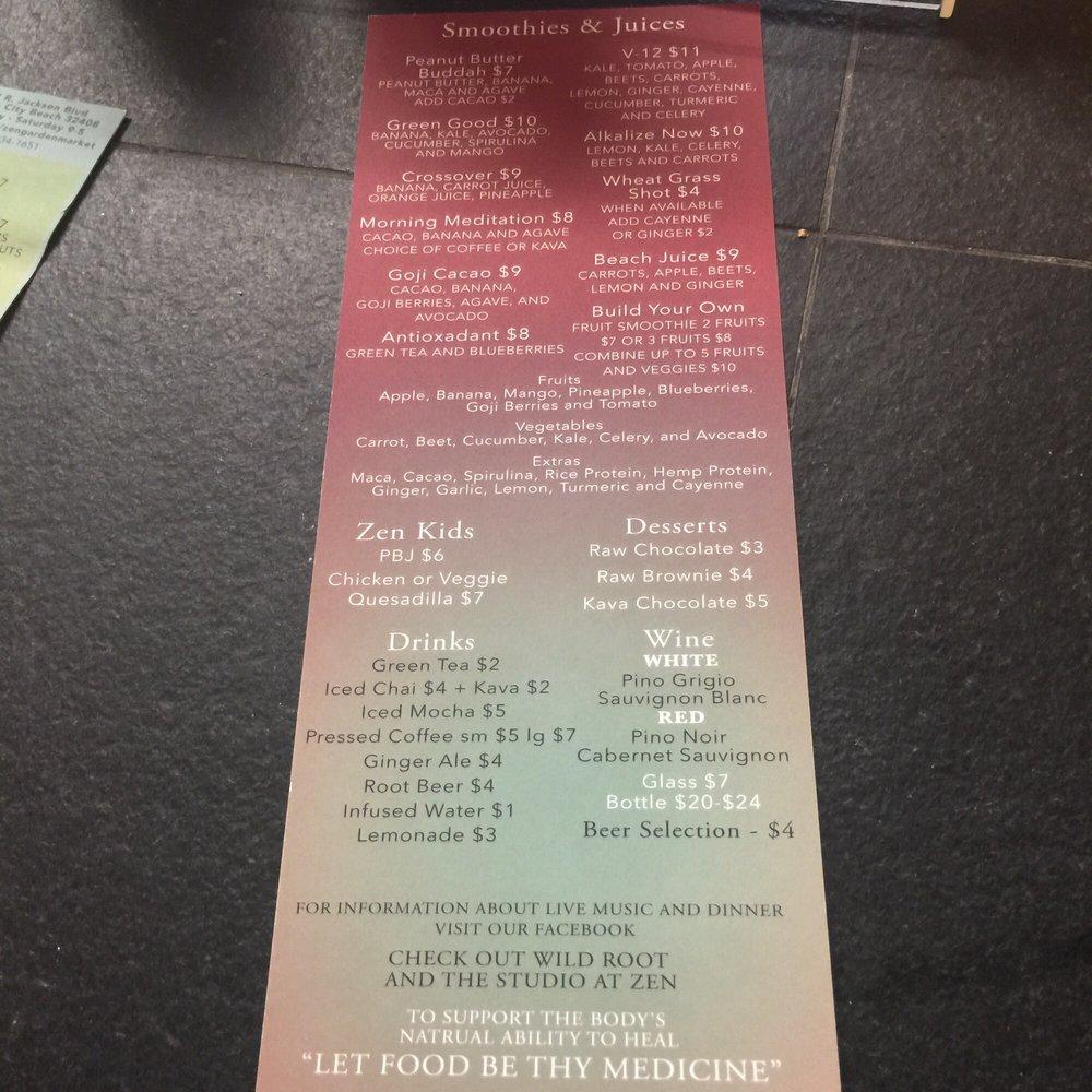 Menu at Lotus Cafe & Juice Bar At Zen Garden, Panama City Beach