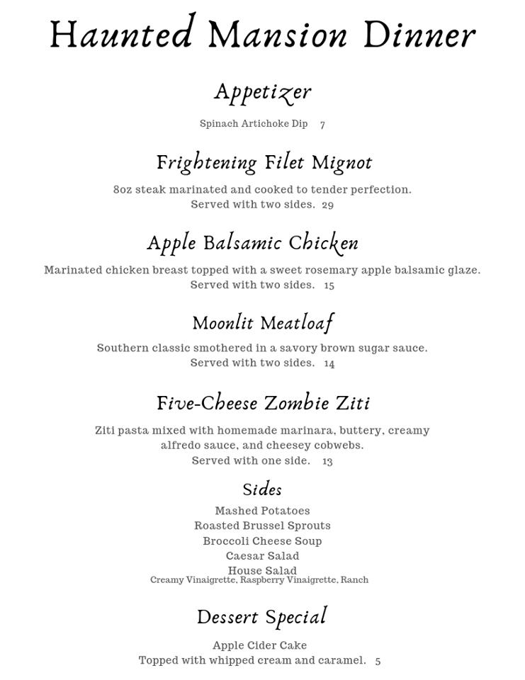 Menu at The Pink House restaurant, Claremore