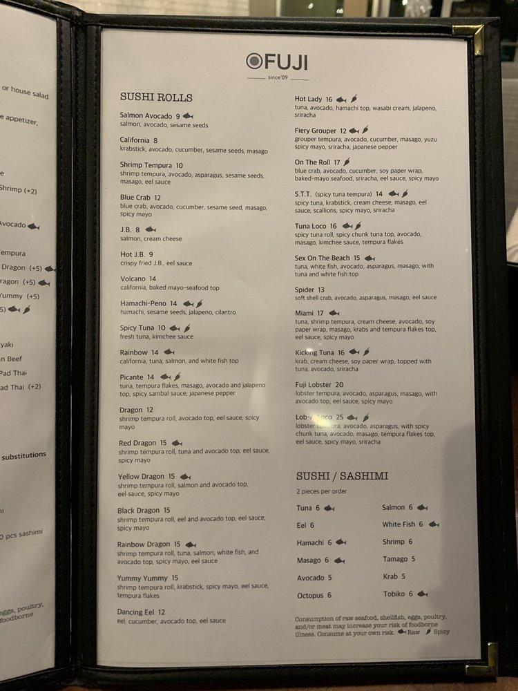 Menu at Fuji Sushi Bar & Asian Bistro, Naples