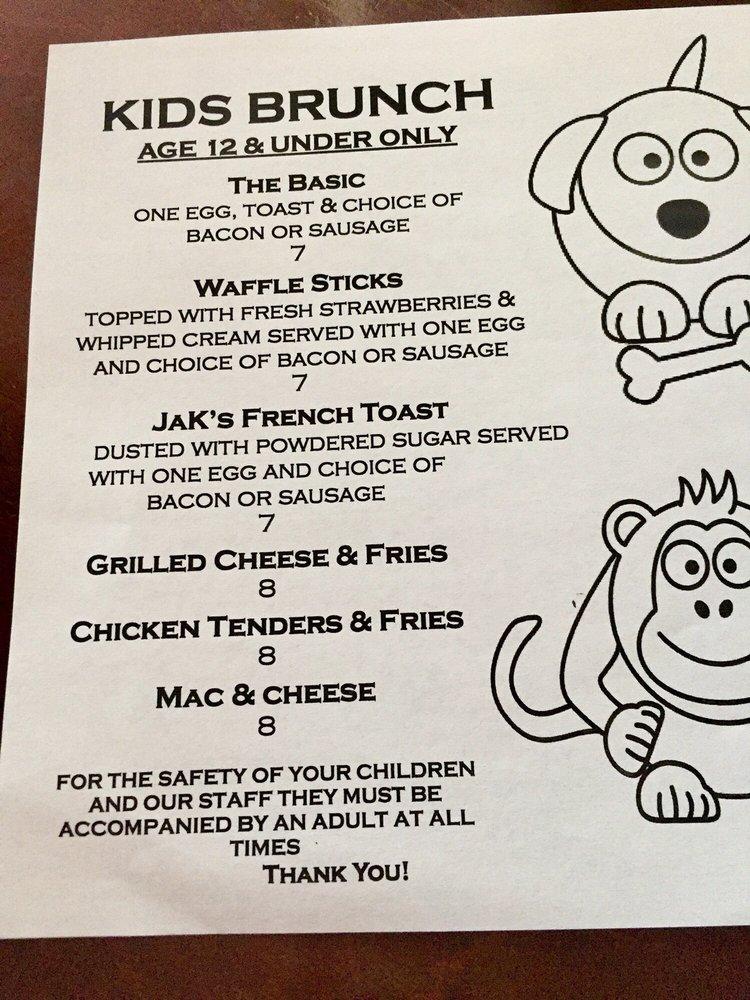 Menu at Jak's Grill steakhouse, Seattle, California Ave SW