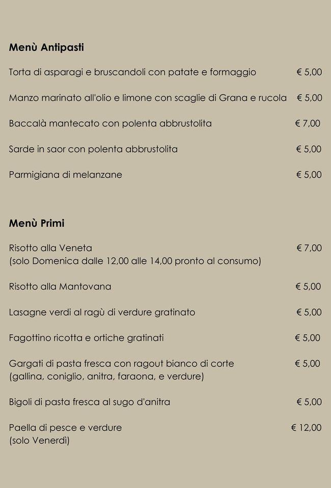Menu di Ristorante Da Aldo 