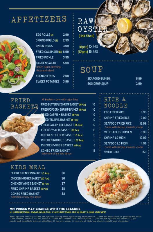 Menu at Seafood Party restaurant, Lawton