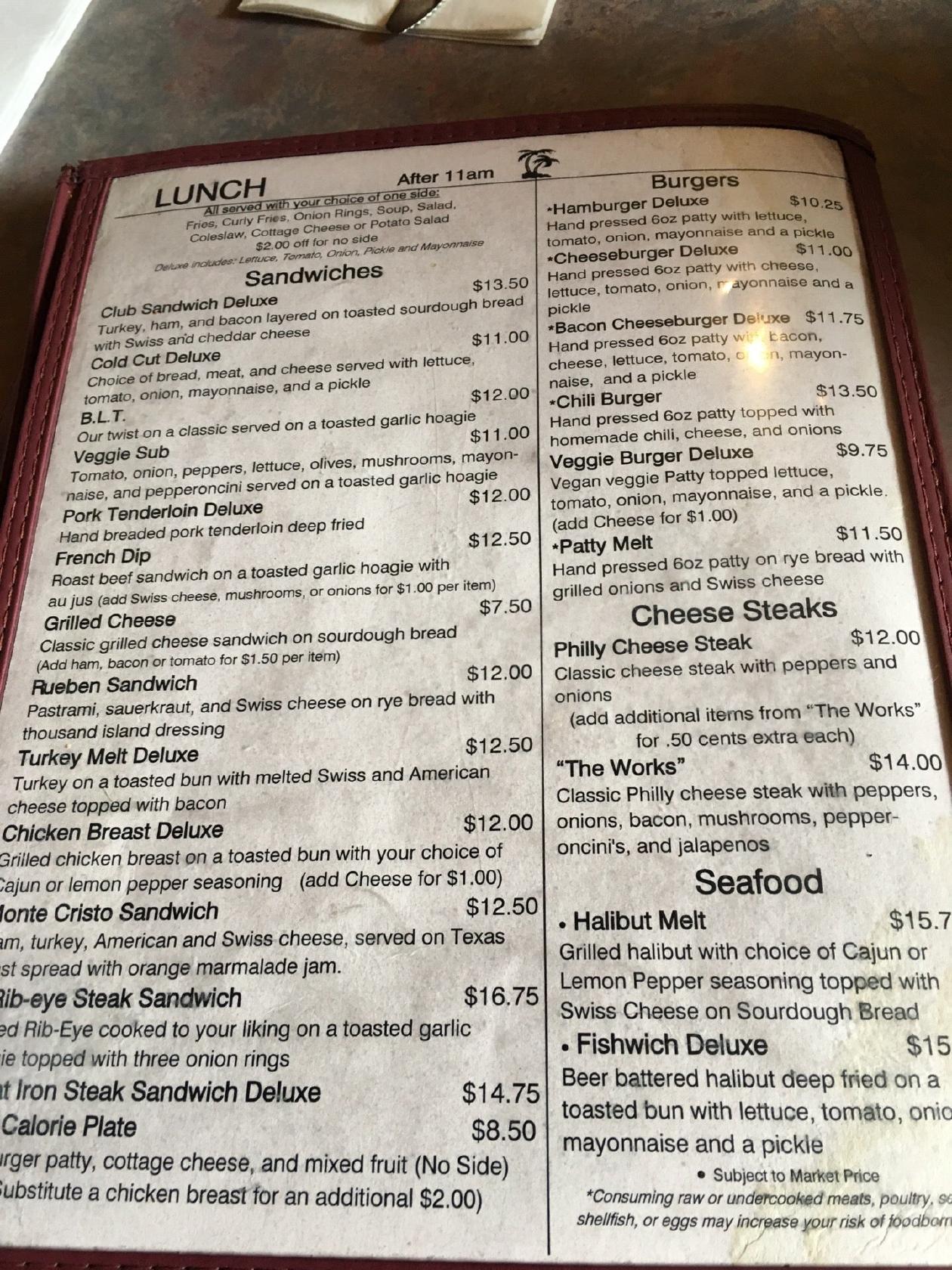 Menu at Oasis Restaurant & Lounge, Fairbanks