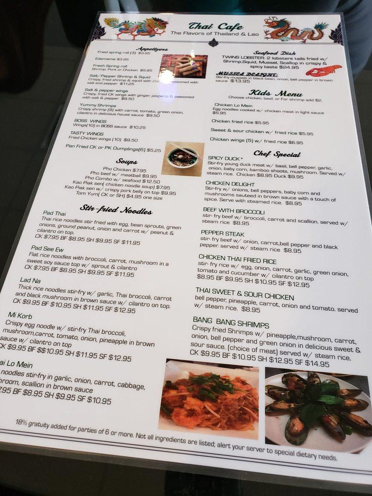 Menu at Chon Tong (Thai Cafe) Tennessee, La Vergne