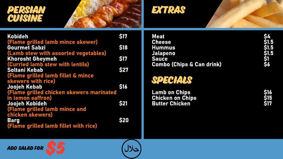 Menu at Eden Kebab restaurant, Auckland, 2/891 Mount Eden Rd