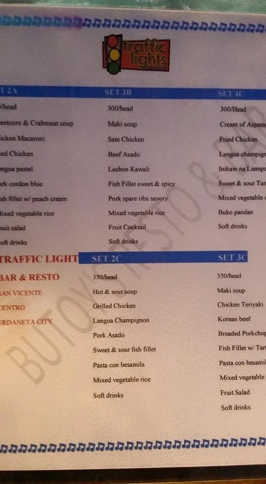 Menu at Traffic Lights Bar & Resto, City