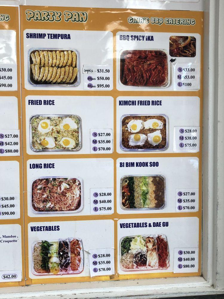 Menu At Gina's Barbeque, Honolulu, Kapiolani Blvd