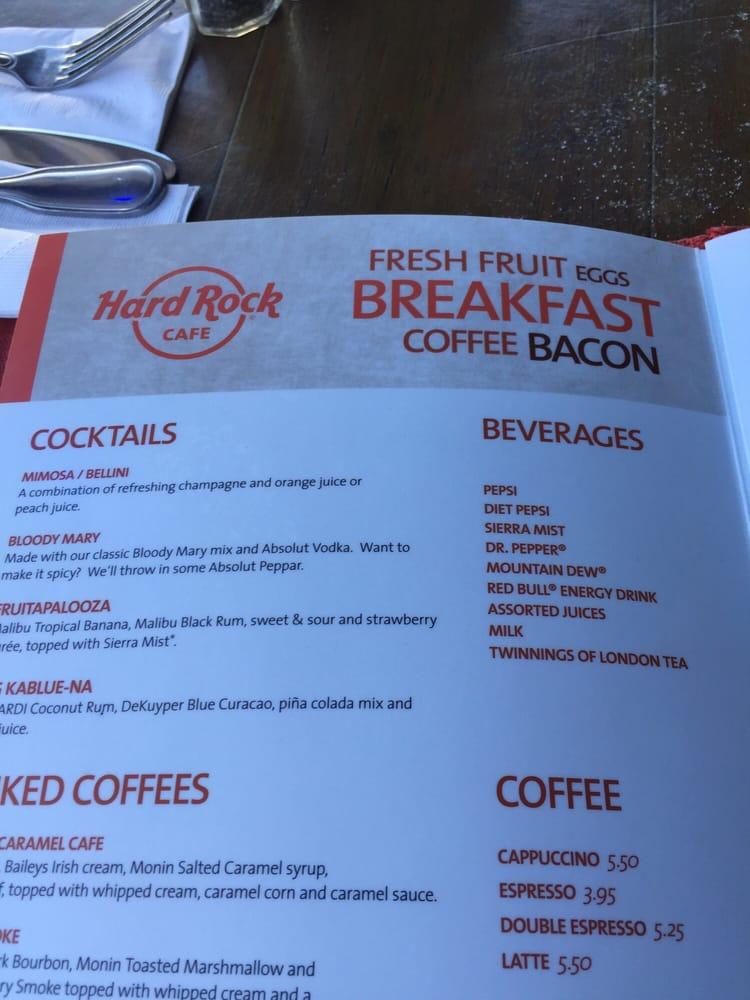 Menu at Hard Rock Cafe, Las Vegas, Las Vegas Blvd S #120