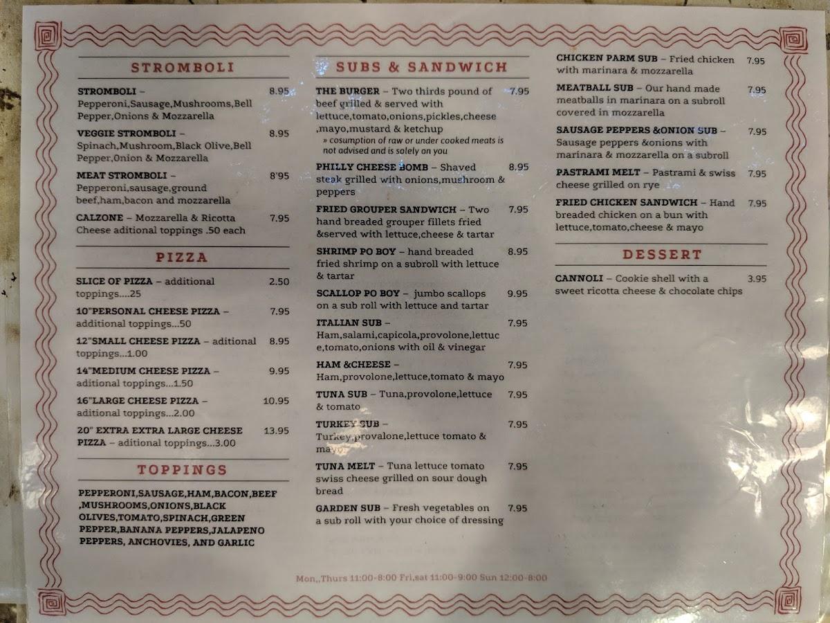 Menu at Kenny's Pizza & Subs pizzeria, McCaysville