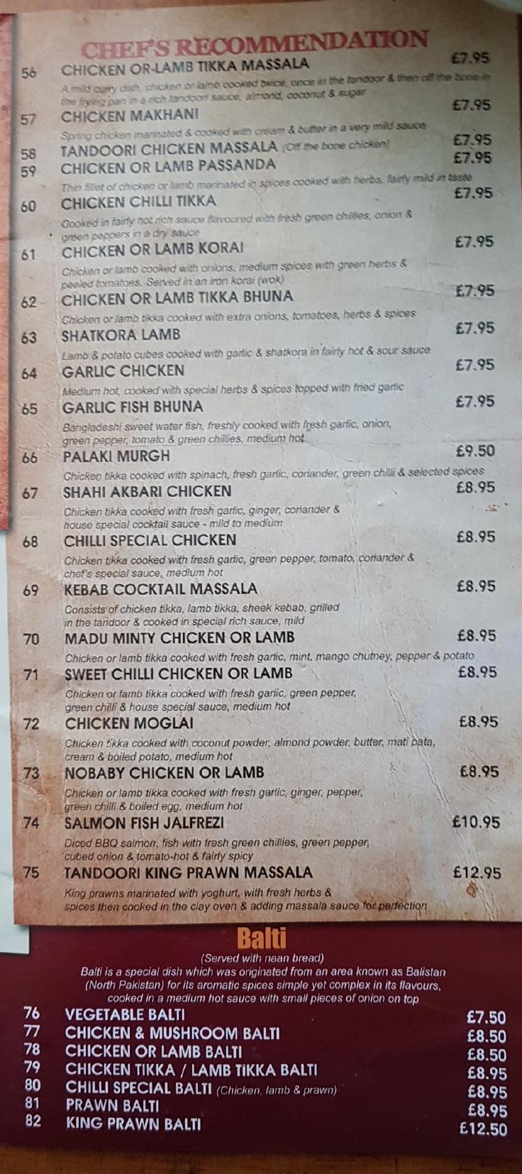 Menu at RED CHILLI restaurant, Penryn