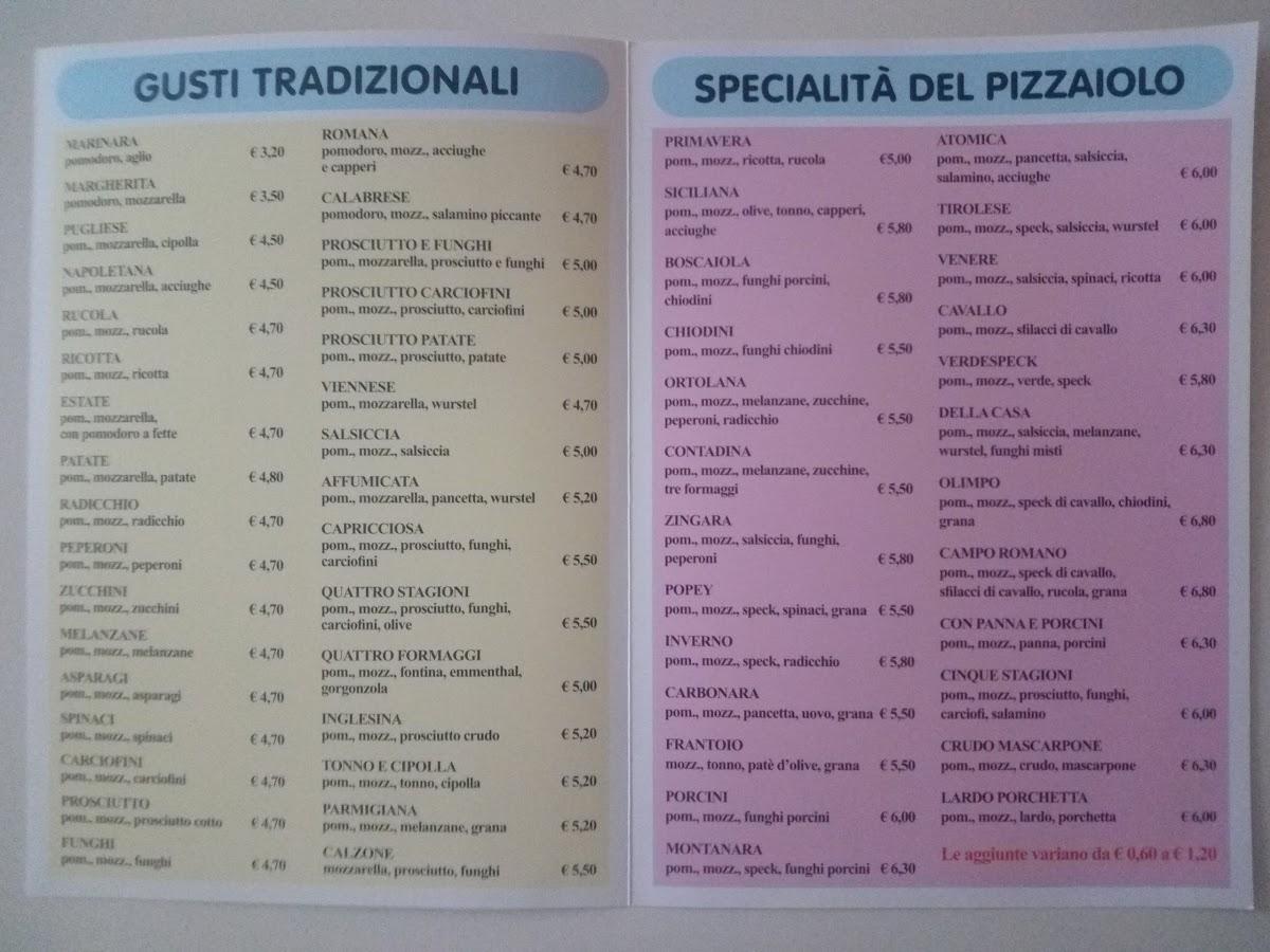 Menu da Bruschetteria Pizzeria Campo Romano, Schio
