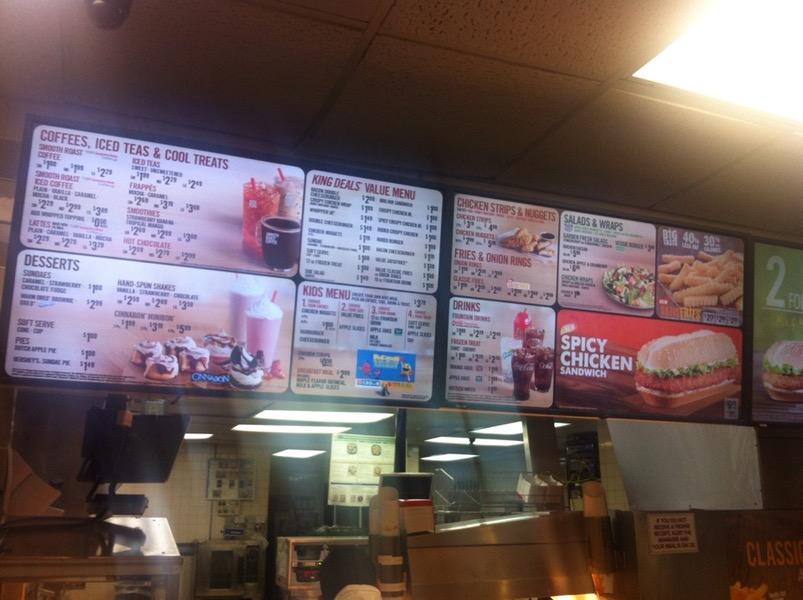 Menu At Burger King Fast Food Bay Lake W Irlo Bronson Memorial Hwy