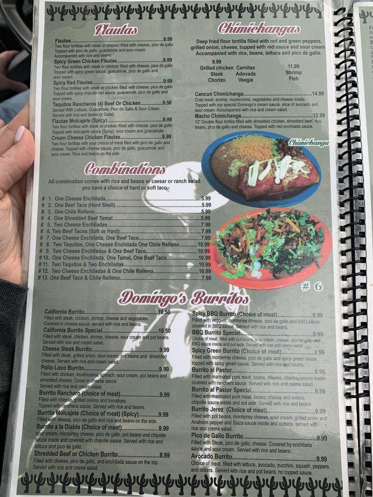 Menu at Domingos Mexican & Seafood Restaurant, Mocksville