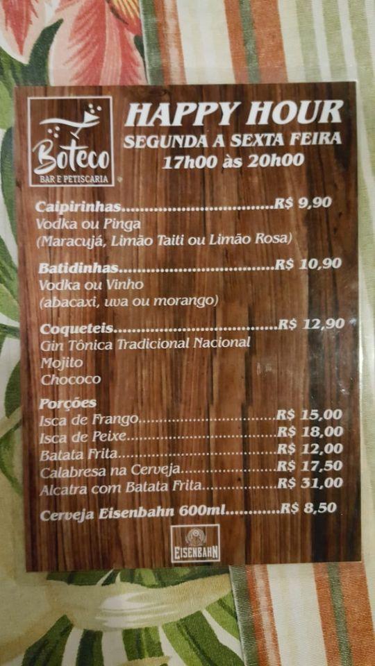 Boteco Bar e Petiscaria cardápio