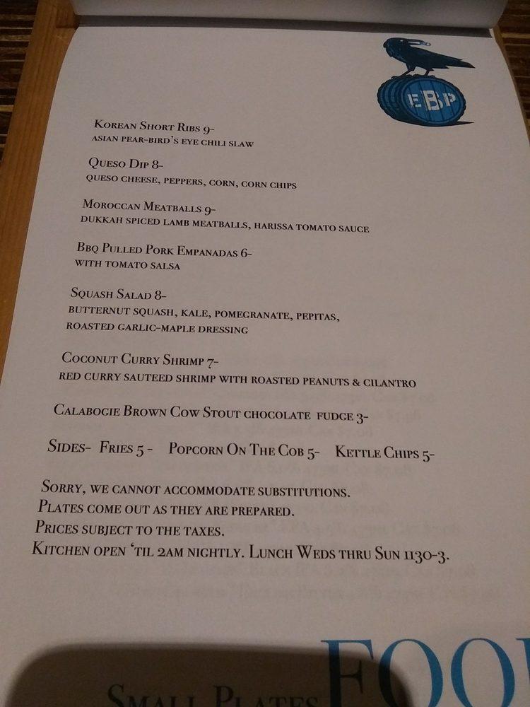 Menu at Elgin Beer Project pub & bar, Ottawa