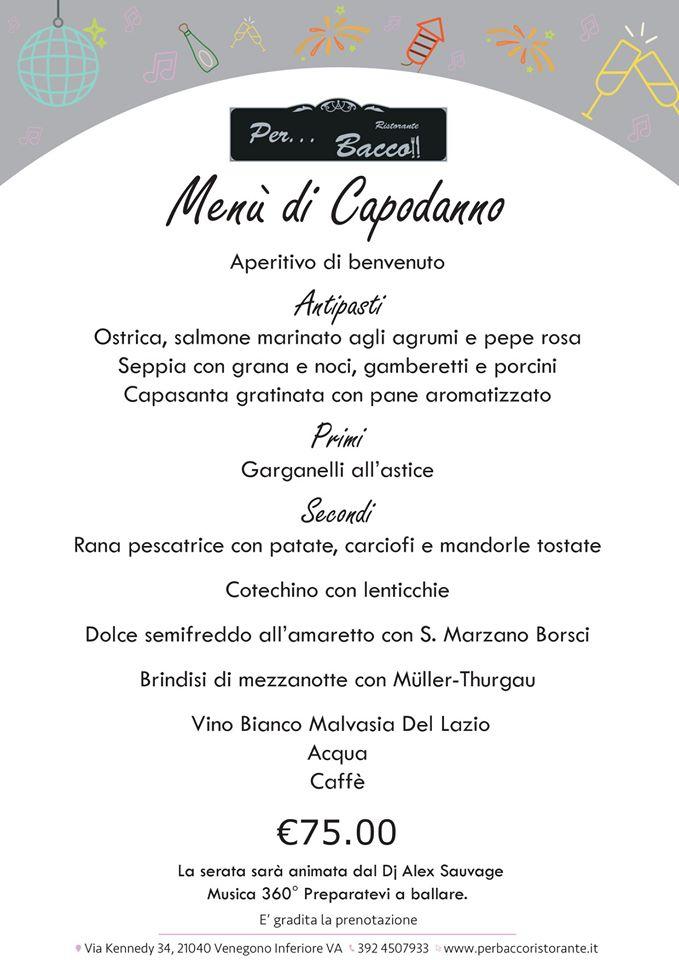 Menu di Per...Bacco!! ristorante con servizio di pizzeria 