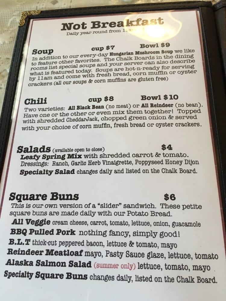 Menu at Talkeetna Roadhouse pub & bar, Talkeetna