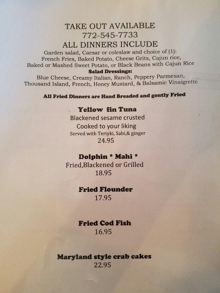 Menu at Catfish House restaurant, Hobe Sound