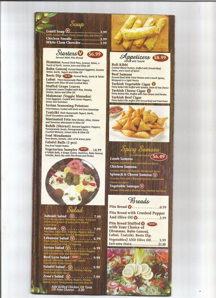 Menu at Zena's American Mediterranean Cuisine & Catering pizzeria, Collingswood, 400 Richey Ave