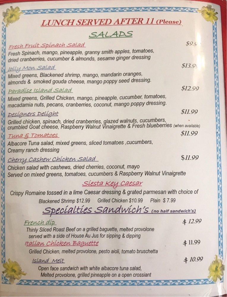 Menu at The Breakfast House restaurant, Sarasota