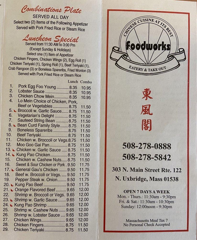 Menu at Foodworks IV restaurant, Uxbridge