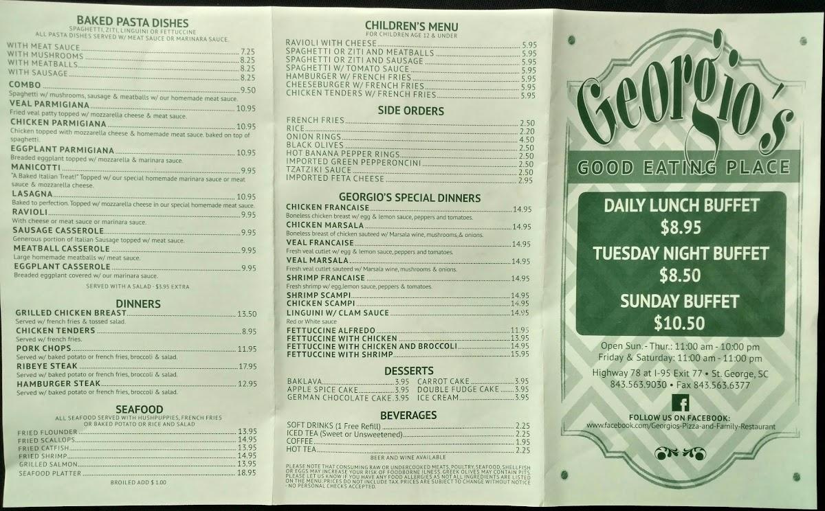 Menu at II Pizza & Family Restaurant, Saint W Jim