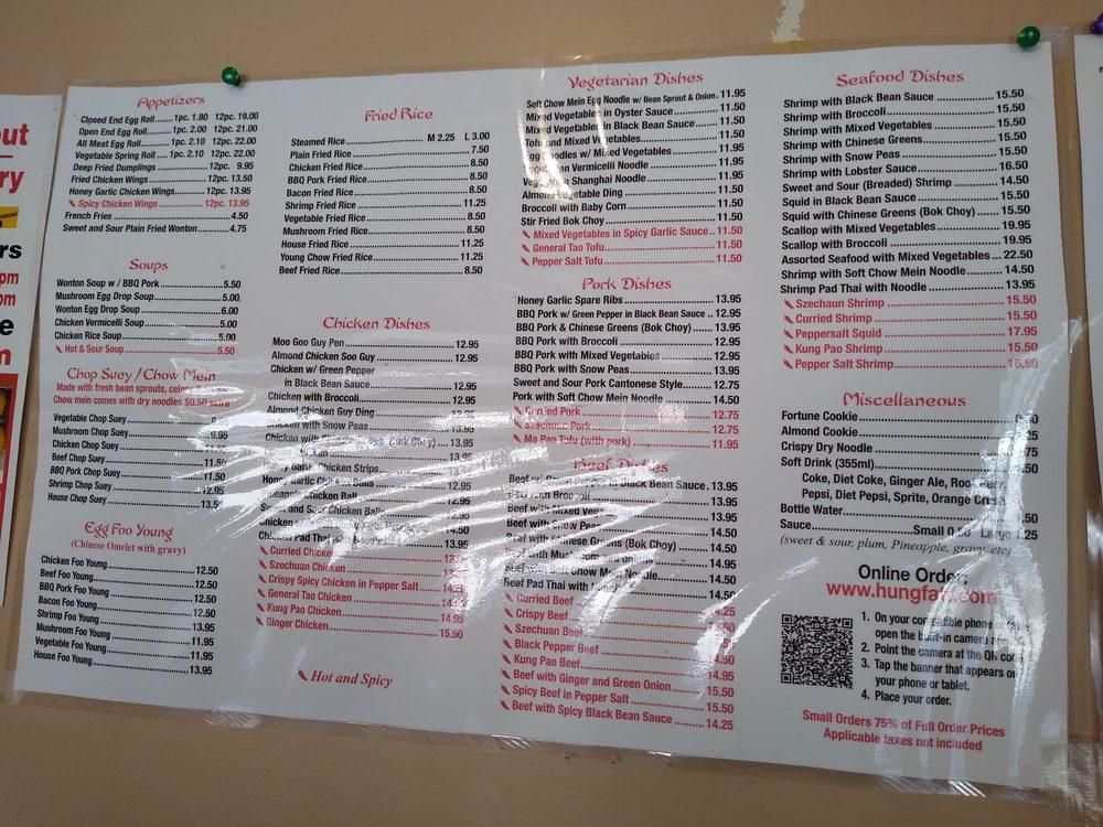 Menu at Hung Fatt Chinese Restaurant...food, Ottawa