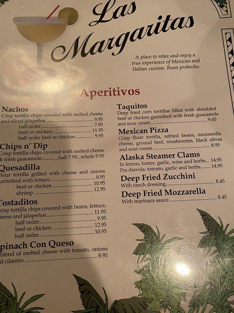 Menu at Las Margaritas restaurant, Anchorage