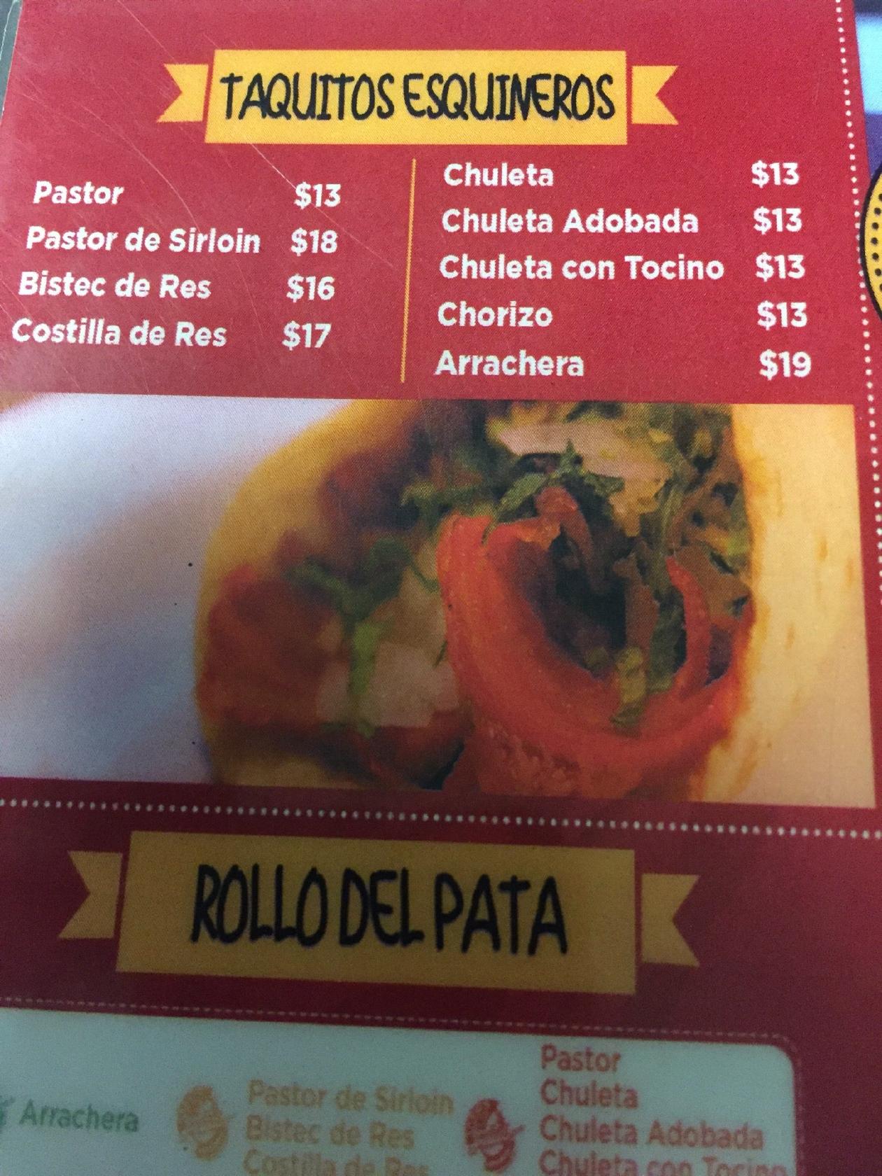 Carta del restaurante Tacos El Pata Suc Leones, Monterrey, Paseo del ...