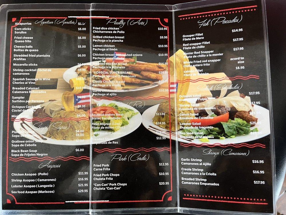 Menu at Corozal Restaurant, Zephyrhills, Gall Blvd