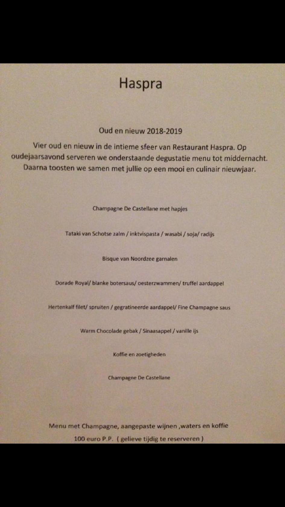 Menu at Haspra, Gavere